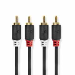 Stereo-Audiokabel | 2x RCA Male | 2x RCA Male | Verguld | 5.00 m | Rond | Antraciet | Doos