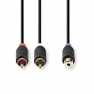 Stereo-Audiokabel | 2x RCA Male | RCA Female | Verguld | 0.20 m | Rond | Antraciet | Doos