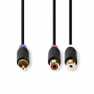 Subwoofer-Kabel | RCA Male | 2x RCA Female | Verguld | 0.20 m | Rond | 4.0 mm | Antraciet | Doos
