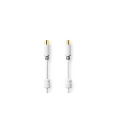 Coaxkabel | IEC (Coax) Male | IEC (Coax) Female | Verguld | 100 dB | 75 Ohm | Dubbel Afgeschermd | 2.00 m | Rond | PVC | Wit | D