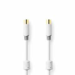 Coaxkabel | IEC (Coax) Male | IEC (Coax) Female | Verguld | 100 dB | 75 Ohm | Dubbel Afgeschermd | 5.00 m | Rond | PVC | Wit | D