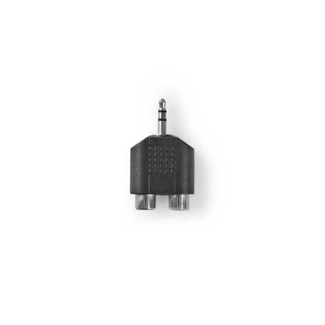 Stereo-Audioadapter | 3,5 mm Male | 2x RCA Female | Vernikkeld | Recht | ABS | Zwart | 1 Stuks | Doos