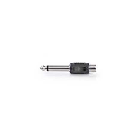 Mono-Audioadapter | 6,35 mm Male | RCA Female | Vernikkeld | Recht | ABS | Zwart | 1 Stuks | Doos