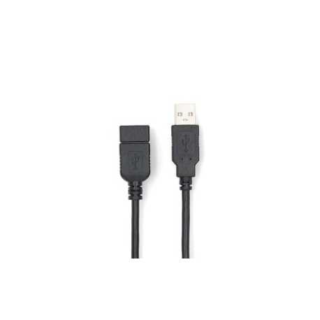 USB-Kabel | USB 2.0 | USB-A Male | USB-A Female | 480 Mbps | Vernikkeld | 2.00 m | Rond | PVC | Zwart | Doos