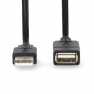 USB-Kabel | USB 2.0 | USB-A Male | USB-A Female | 480 Mbps | Vernikkeld | 3.00 m | Rond | PVC | Zwart | Doos