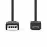 USB-Kabel | USB 2.0 | USB-A Male | USB Micro-B Male | 480 Mbps | Vernikkeld | 2.00 m | Rond | PVC | Zwart | Doos