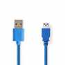USB-Kabel | USB 3.2 Gen 1 | USB-A Male | USB-A Female | 5 Gbps | Vernikkeld | 2.00 m | Rond | PVC | Blauw | Doos