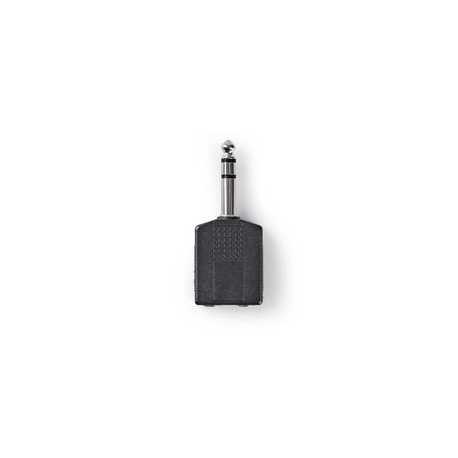 Stereo-Audioadapter | 6,35 mm Male | 2x 6,35 mm Female | Vernikkeld | Recht | ABS | Zwart | 10 Stuks | Envelop