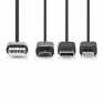 3-in-1-Kabel | USB 2.0 | USB-A Male | Apple Lightning 8-Pins / USB Micro-B Male / USB-C™ Male | 480 Mbps | 1.00 m | Vernikkeld |