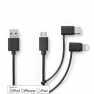 3-in-1-Kabel | USB 2.0 | USB-A Male | Apple Lightning 8-Pins / USB Micro-B Male / USB-C™ Male | 480 Mbps | 1.00 m | Vernikkeld |
