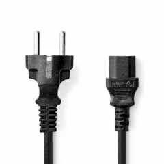 Stroomkabel | Type F (CEE 7/7) Male | IEC-320-C13 | Recht | Recht | Vernikkeld | 10.0 m | Rond | PVC | Zwart | Label