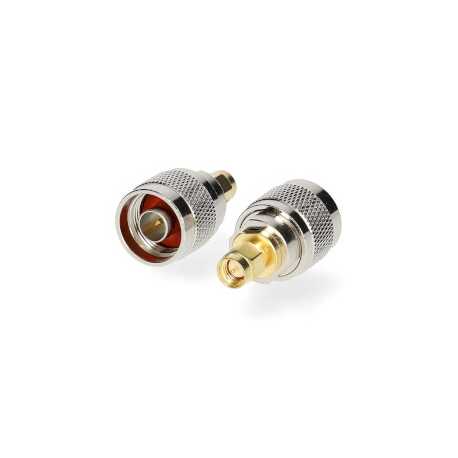 SMA-Adapter | SMA Male | N-Male | Verguld | 50 Ohm | Recht | Koper | Goud / Zilver | 2 Stuks | Doos