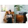 Platenspeler met 4 ingebouwde luidsprekers en bluetooth-ontvangst Zwart
