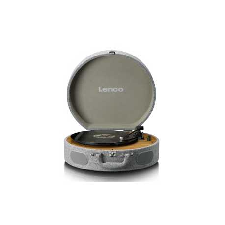 Houten retro platenspeler met ingebouwde speakers, Bluetooth® en AT3600L cassette Grijs