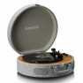 Houten retro platenspeler met ingebouwde speakers, Bluetooth® en AT3600L cassette Grijs
