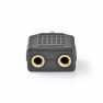Stereo-Audioadapter | 3,5 mm Male | 2x 3,5 mm Female | Verguld | Recht | ABS | Zwart | 10 Stuks | Polybag