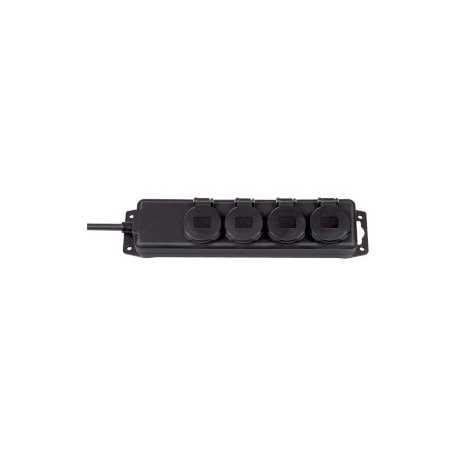 Stopcontactverdeler IP44 4-voudig zwart 2.00 m H07RN-F 3G1,5 TYPE E