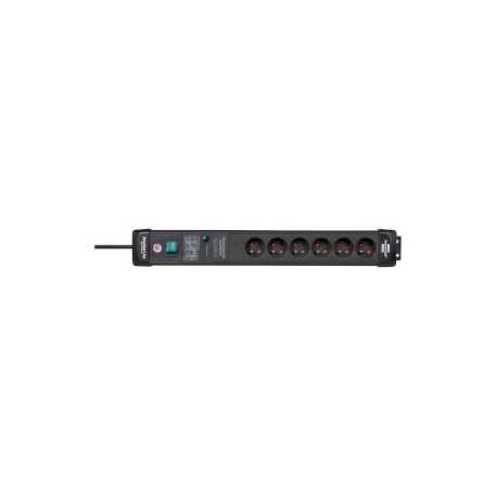 Premium-Line, stekkerdoos 6-voudig met overspanningsbeveiliging tot 60.000 A (3.00 m kabel en met schakelaar) TYPE E