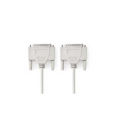 Seriële Kabel | D-SUB 25-Pins Male | D-SUB 25-Pins Male | Vernikkeld | 5.00 m | Rond | PVC | Ivoor | Polybag