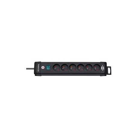 Premium-Line stekkerdoos 6-voudig zwart 3.00 m H05VV-F 3G1,5 TYPE E