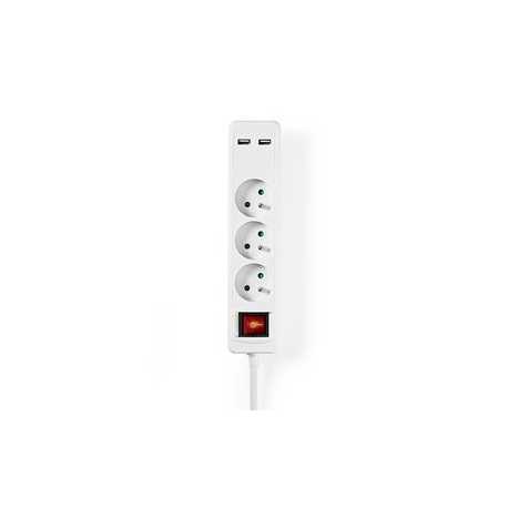 Stekkerdoos | France / Type-E (CEE 7/6) | 3-wegs | 1.50 m | 3680 W | 16 A | Soort aarding: Aardpen | 230 V AC 50/60 Hz | Hoek va